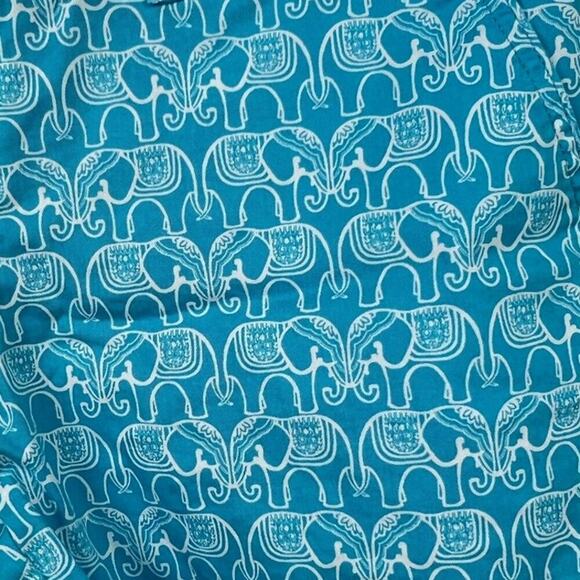 Crown & Ivy Turquoise Blue White Elephant Chino Shorts w Pockets Size 4 - Picture 3 of 8